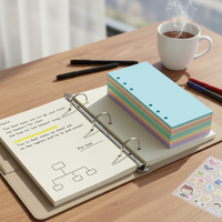 A6 Macaron 5-Color Blank Planner Refill Pages for Various A6 Binders