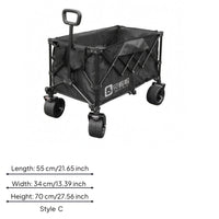 Steel Frame Folding Wagon Transport Vehicle Washable All-Terrain Wagon Transport Vehicle Double-Layer Large Wheels for Camping