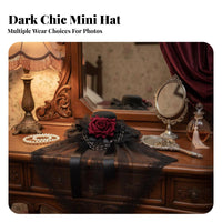 Gothic Mini Hat Handmade Doll-Like Hair Fastener Hat Gothic Floral Accent Fascinator Secure Fit Floral Accent Mesh Covering