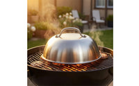BBQ Dome Cover Stainless Steel Griddle Cover with Handle Brushed Grill Lid for Backyard Cooks, Outdoor Cooking