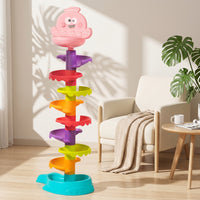 Ball Drop Toy with Launcher 9-Level Spiral Structure Ball Drop Toy Multicolor Plastic for Toddlers, Playroom, Home