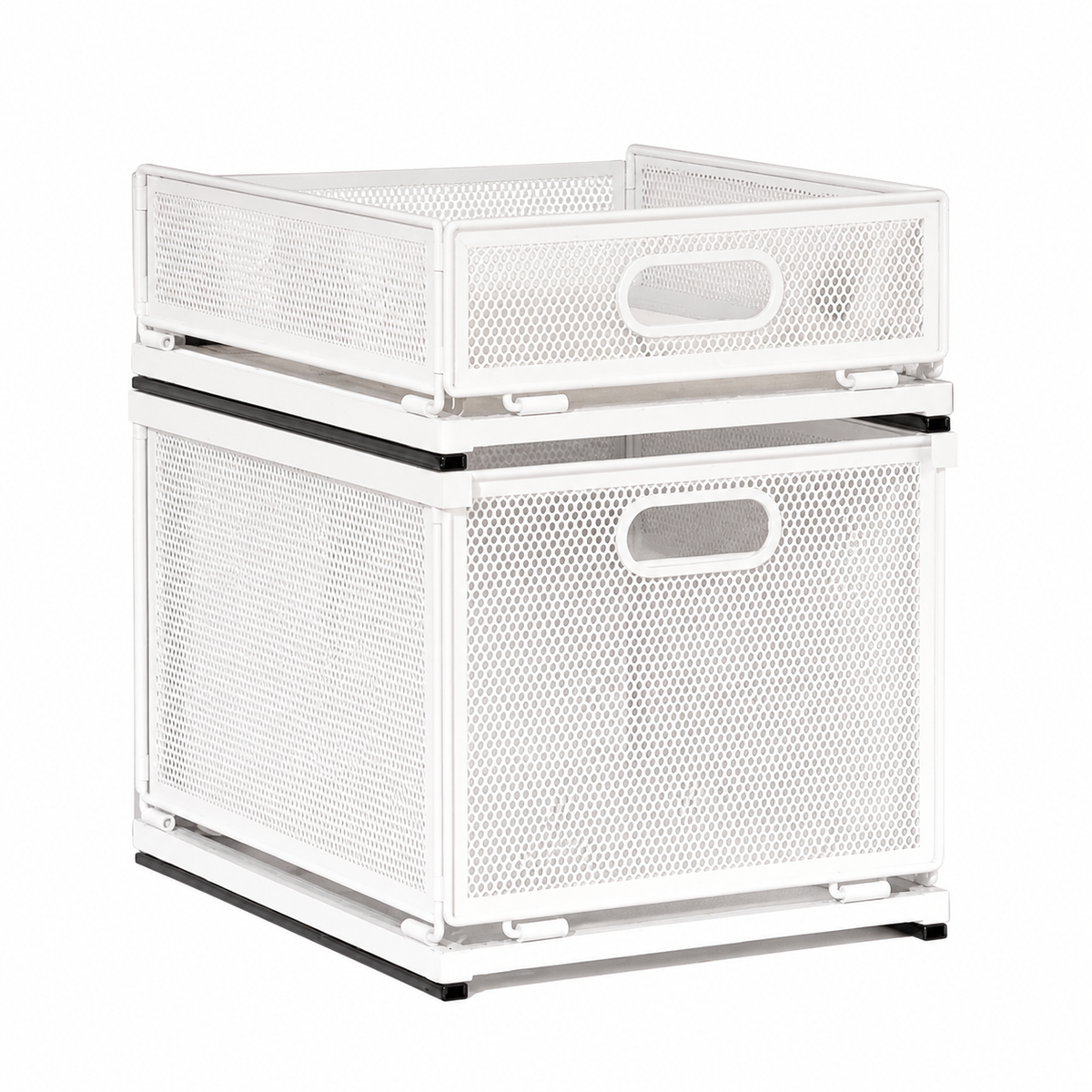 Metal Pull-Out Wardrobe Organizer, 2 Baskets, for Living Room Storage