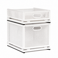 Metal Pull-Out Wardrobe Organizer, 2 Baskets, for Living Room Storage