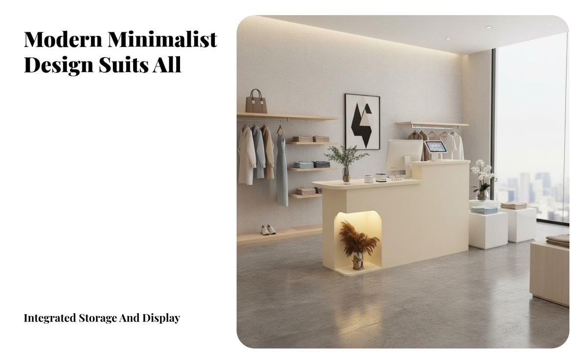Rounded Corner Design Modern Reception Desk with Counter E1 Grade Board Modern Front Desk Long-Lasting Construction Salon Reception Table LED Light for Small Business Owners, Receptionists, Office Workers, Clothing Shop, Lobby