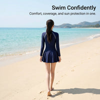 Swimsuit for Girls and Women in Solid White Short Sleeve Design, One-Piece with Padded Support for Water Sports, Comfortable Monokini Style for Soft