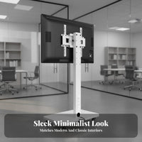Floor TV Stand with Wheels 90° Screen Rotation Mobile TV Stand on Wheels 360-Degree Rotation Casters AV Accessory for Businesses, Teachers, Office