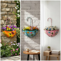 Wall-Mounted Iron Umbrella Planter Compact Umbrella Planter Vintage Whimsical for Gardeners, Balcony, Patio