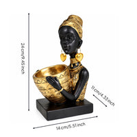 African Girl Bust Cultural African Female Bust Sculpture Contemporary Ebony Woman Statue for Entryway