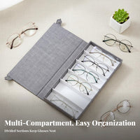 Scratch Protection Linen Eyewear Storage Case Dust-Proof Multi-Pair Eyeglass Organizer Snap Button Closure for Retailers, Dresser Top