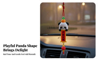 Good Fortune Symbol Chinese New Year Car Charm Easy to Hang Cartoon Panda Car Ornament for Drivers, Women, Office, Christmas Tree