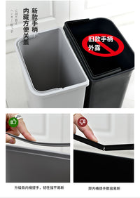 Japanese Style Kitchen Trash Can with Lid, Large, Odor-Proof, Dual-Layer Wet/Dry Separation, Dual Inner Buckets