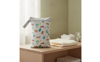 wet/dry Bag Reusable Wet Bag with Wrist Strap Two-Compartment Zippered Pouch for Parents, Journeyers, Travel, Nursery