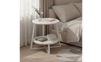 Round Side Table with Shelf Compact Small Round Side Table Space-Saving Furniture for Living Room, Bedroom