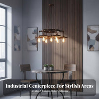 Retro Gear Pendant Light Nostalgic American Design Loft Lamp Adjustable Chain Vintage Caged Wall Sconce for Designers, Restaurant, Clothing Store