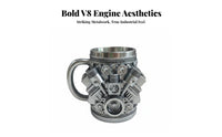 Creative Design V8 Engine Mug Unique Gift V6 Engine Cup Stainless Steel Liner for Gearheads, Mechanics, Man Cave, Garage, Collection Display