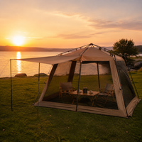 3m x 3m Automatic Setup Beach Tent, Oxford Cloth Canopy Tent Sun Shelter, all-season Outdoor Instant for Beach Outings