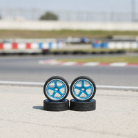 1/28 RC Car Wheels and Tires Five-Spoke RC Car Wheels Rubber Tires Lightweight for Hobbyists