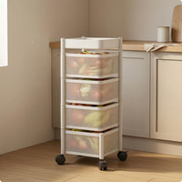 Rotating Storage Trolley Multi-Level Kitchen Storage Trolley Caster Wheels Top Tray