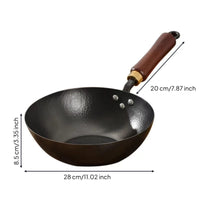 Natural Non-Stick Hand Hammered Wok Heavy Duty Traditional Chinese Stir-Fry Pan All Stovetop Compatible