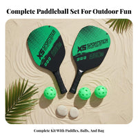 Indoor Outdoor Use Pickleball Set 2 Paddles 4 Balls Long-Lasting Wooden Pickleball Paddle Set Lightweight for Families, Beginners, Park