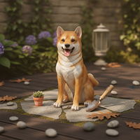 and-White Dog Statue Fiberglass Akita Statue Hand-Painted Figurine for Entryway
