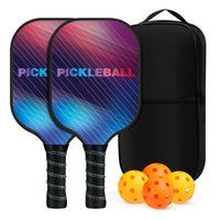 2 Pieces Pickleball Paddle Set with Case Long-Lasting Pickleball Paddle Set with Carry Bag Lightweight Non-Slip for Families