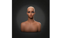Mannequin Head with Shoulders Realistic Jewelry Display Bust Professional Hairpiece Display Head for Photography