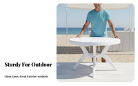Commercial Food Stall Table Dining Set Easy to Clean White Table and Chairs for Homeowners, Families, Beach, Garden, Backyard