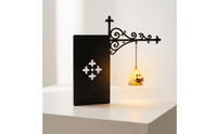 Vintage Bookshelf Lantern Rustic Wall-Mounted Lantern with Bracket Farmhouse Lamp Warm for Book Lovers