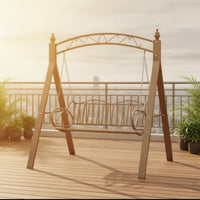 Two-Person Swing Bench Freestanding Patio Swing with Stand Outdoor for Couples, Garden, Backyard