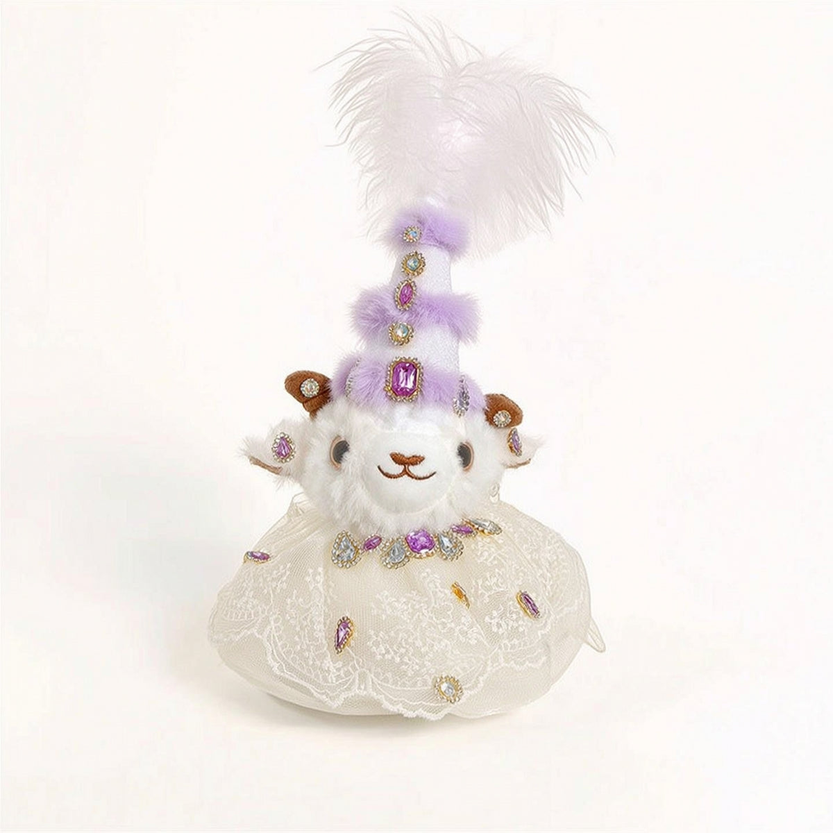 Sheep Ornament with Beads Cute Stuffed Sheep Lamb Stuffed Doll Fuzzy Soft for Collectors, Backpack, Desk