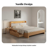 No Box Support Needed Bed Frame with LED Lights Heavy Duty Support Platform Bed with USB Ports Bedroom Furniture for Couples, Homeowners, Apartment Dwellers, Guesthouse, Guest Room