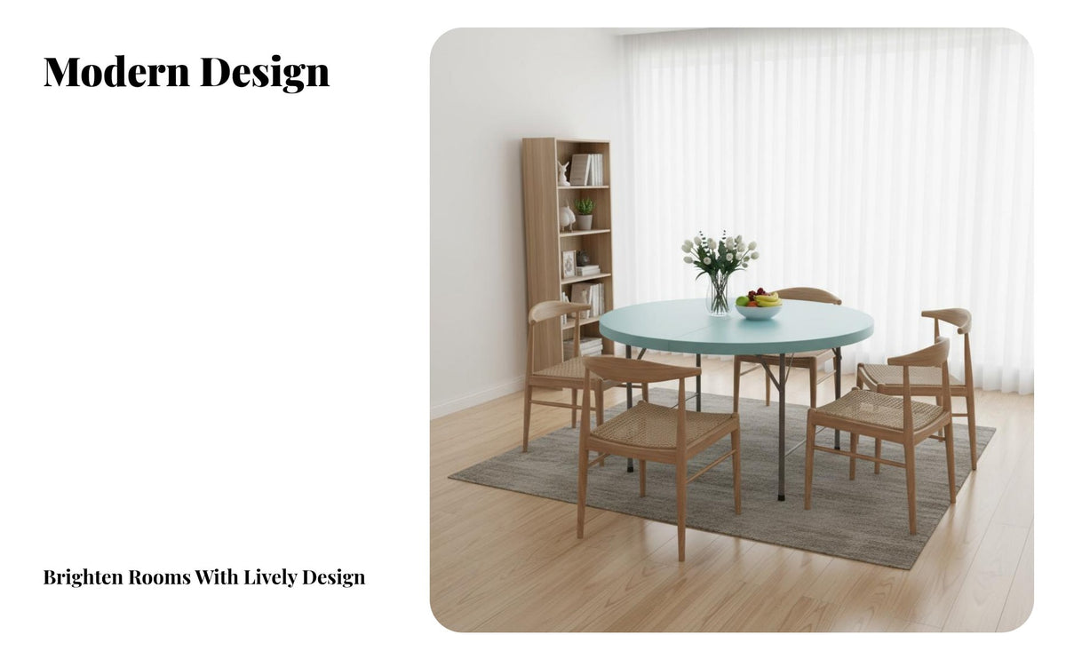 Round Folding Table Foldable Design Large Round Folding Table Space Saving for Homeowners, Business Owners, Parties, Dining Room, Banquets