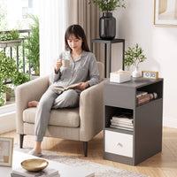 Bedside Cabinet with Drawer Bedside Table with Wheels Space-Saving Narrow Storage Cabinet for Small Bedroom, Dorm Room