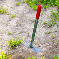 Manganese Steel 2 in 1 Weeding Hoe Sharp Blade Two-in-Single Head Garden Hoe Non-Slip Handle Gardening Tool Welded Construction for Outdoor