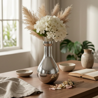 Silver Glass Vase Modern Design & Decor Decorative for Living Room
