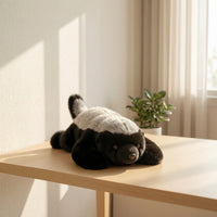 Honey Badger Stuffed Toy Lying Honey Badger Plushie Cuddle Pillow Prone Soft for Children, Bed, Sofa