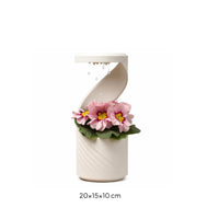 Sculptural Vase with Drainage Tray Contemporary Desktop Vase Compact Planter Modern for Plant Lovers, Minimalists, Tabletop, Desk, Office, Shelf