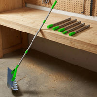 Stainless Steel Garden Unwanted Growth Rake Curved Frame Lawn Dethatcher Closely Spaced Tines Soil Loosening Rake Long Handle