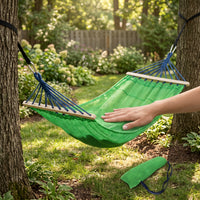 Ice Silk Hammock Chair with Wooden Bar for Indoor Outdoor Relaxation