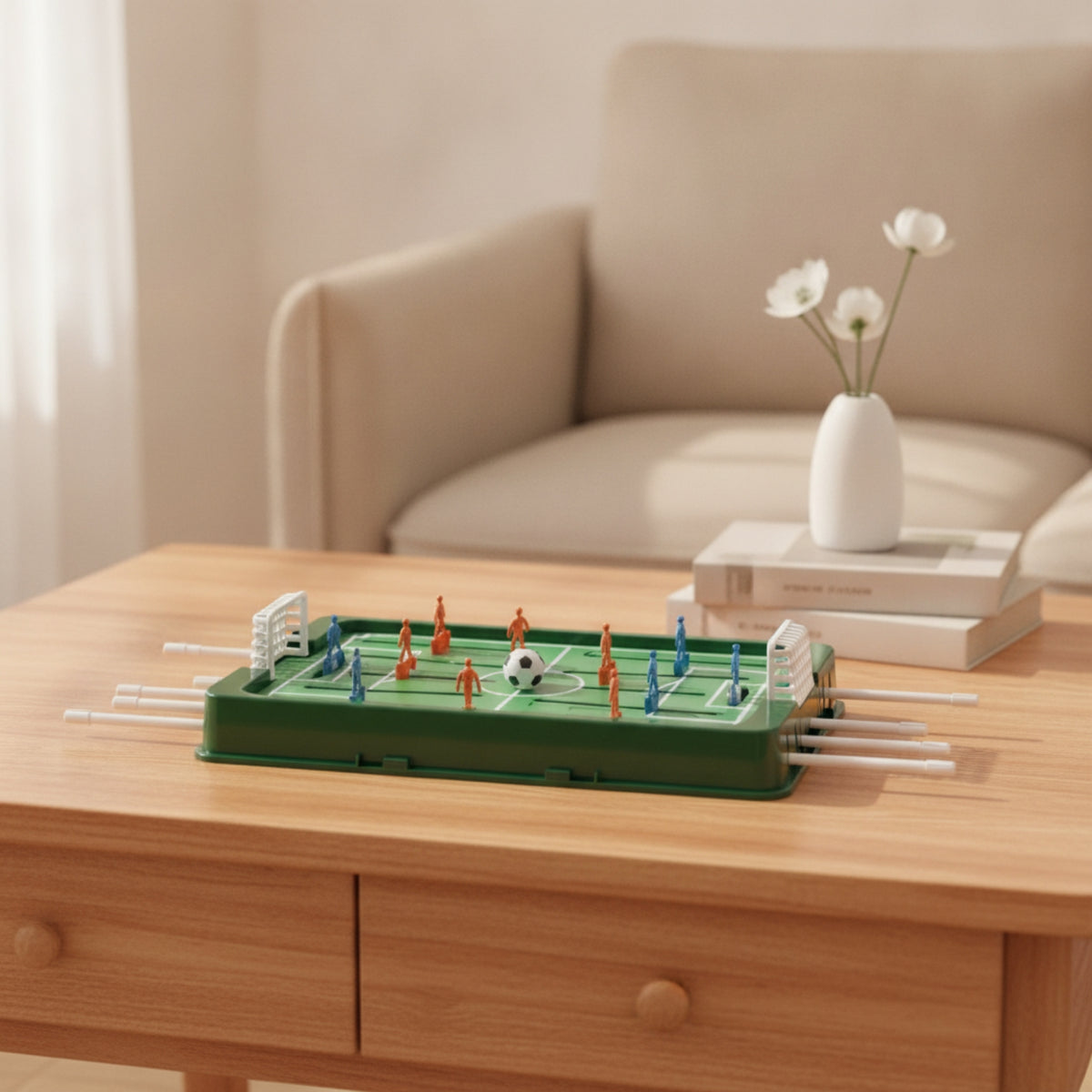 Tabletop Football Game Compact Tabletop Soccer Game with Rods Mini Foosball Table Hand-Operated for Children