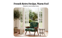 French Inspired verdant Fabric Armchair dense Wood Frame Upholstered relaxation Chair Signature design Living Room Furniture Retro Look for Guesthouse Owners, Interior Designers, Balcony, Bedroom, Reception Area, Office