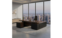 Thickened Desktop Executive Office Desk Sturdy and Long-Lasting Large Executive Table Heavy-Duty Modern Office Desk with Cabinet Scratch Resistant for Executives, Managers, Study Room
