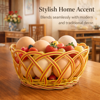 Reusable Woven Egg Basket Yellow for Kitchen Countertop, Hand Woven Egg Holders for Farmers