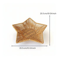 Star-Shaped Wicker Tray Shallow Star-Motif Weave Basket Decorative for Tabletop