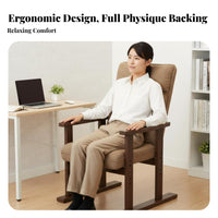 sturdy Wood Frame paddinged Wooden accent Chair Relaxed Recline Armchair High backrestrest Indoor Seating Ergonomic Design for Home Office Users, Readers, home dwellers, Living Room, Bedroom, perusing Corner, Balcony