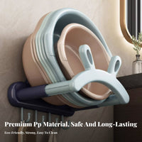 Wall-Mounted Washbasin Holder Space Saving Playful Ear Basin Hanger with Hooks Versatile Wall Mounted Basin Rack for Renters, Kitchen, Balcony, Door
