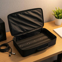 Hook-and-Loop Strips Guitar Pedal Board Carrying Case Cable Pass-Through Holes Clamshell Pedal Case Padded Soft-Lined for Guitarists, Musicians