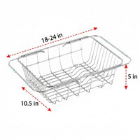 Stainless Steel Colander Kitchen Sink Colander, Expandable Dish Draining Basket and Vegetable Washing Basin for Modern Kitchen Storage Over Sink