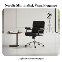 Adjustable Height Tufted Rolling Armchair Comfortable Padded Seat Desk Chair Ergonomic Backrest Office Furniture 360-Degree Swivel for Telecommuting Workers, Students, Adults, Bedroom, Study Room, Dormitory